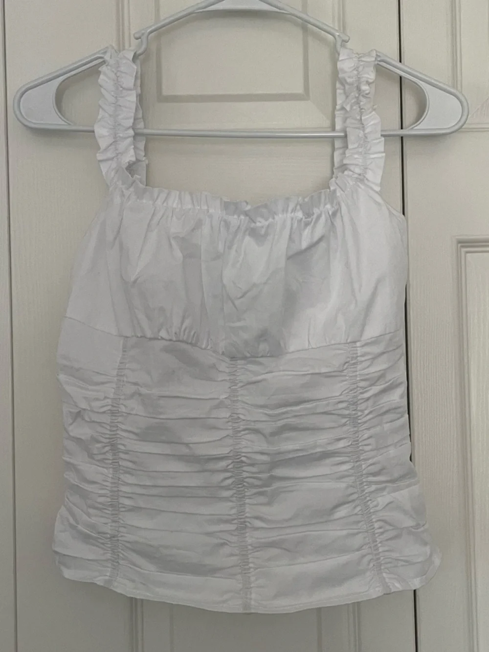 NEW $195 STAUD Nic White Ruched Square-Neck Ruched Tank Top Small - Picture 6 of 6